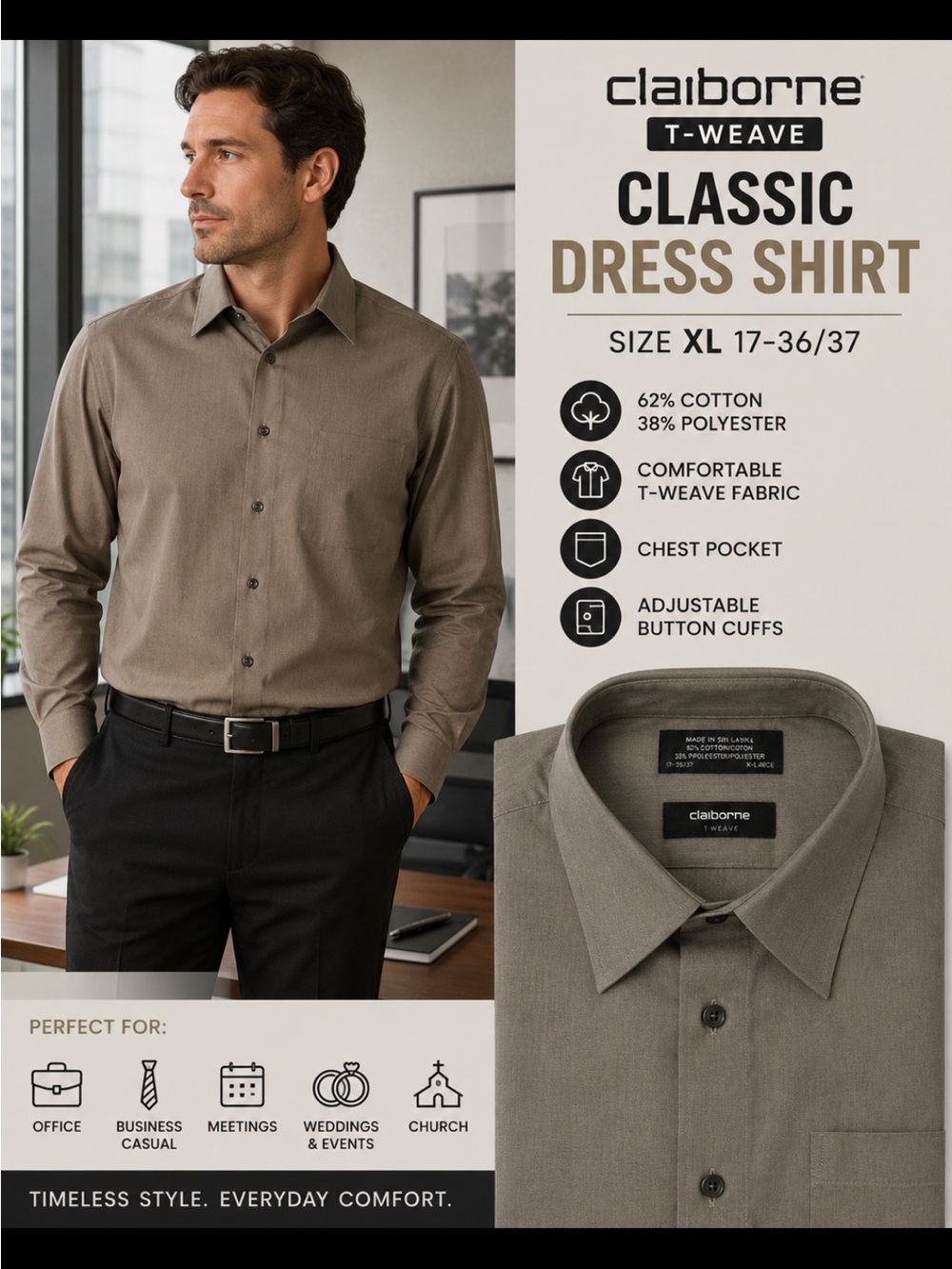 Claiborne Men's Dress Shirt in Olive